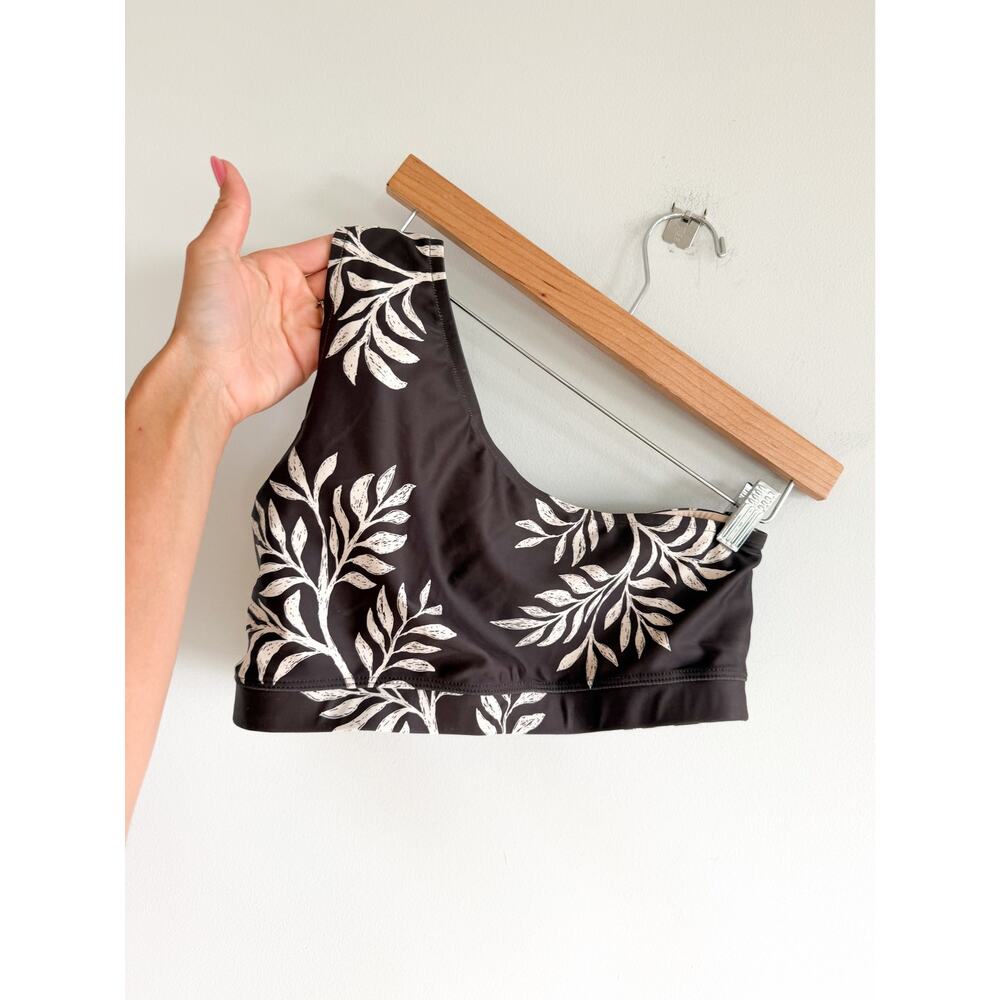 Albion Fern Pattern High Waisted Low Cut Leg Bikini Bottoms Brown M - Picture 6 of 9